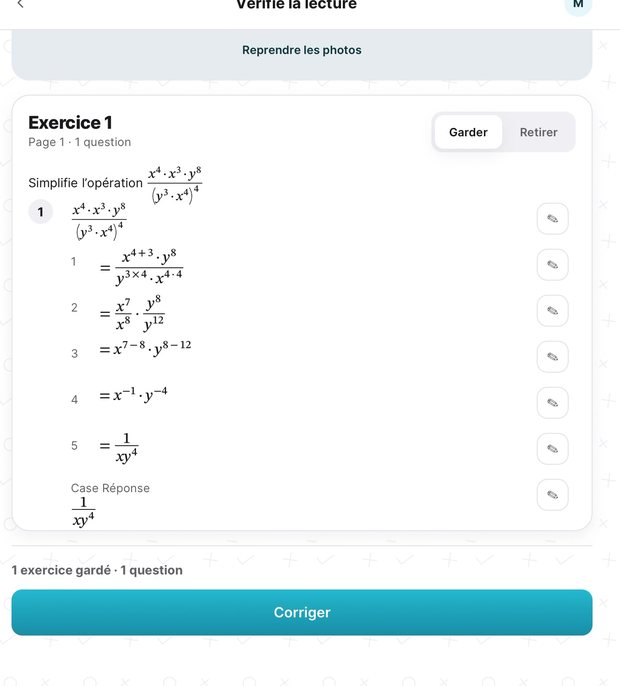 L'élève vérifie ce que Silex a lu, ligne par ligne, avant la correction.
